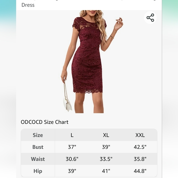 Women's Burgundy Lace Dress - Picture 5 of 10